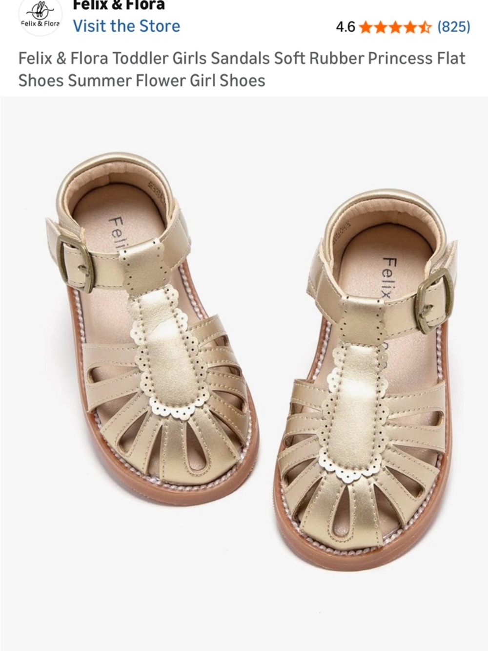 Toddler Girls Gold Leather-Style Buckle Sandals